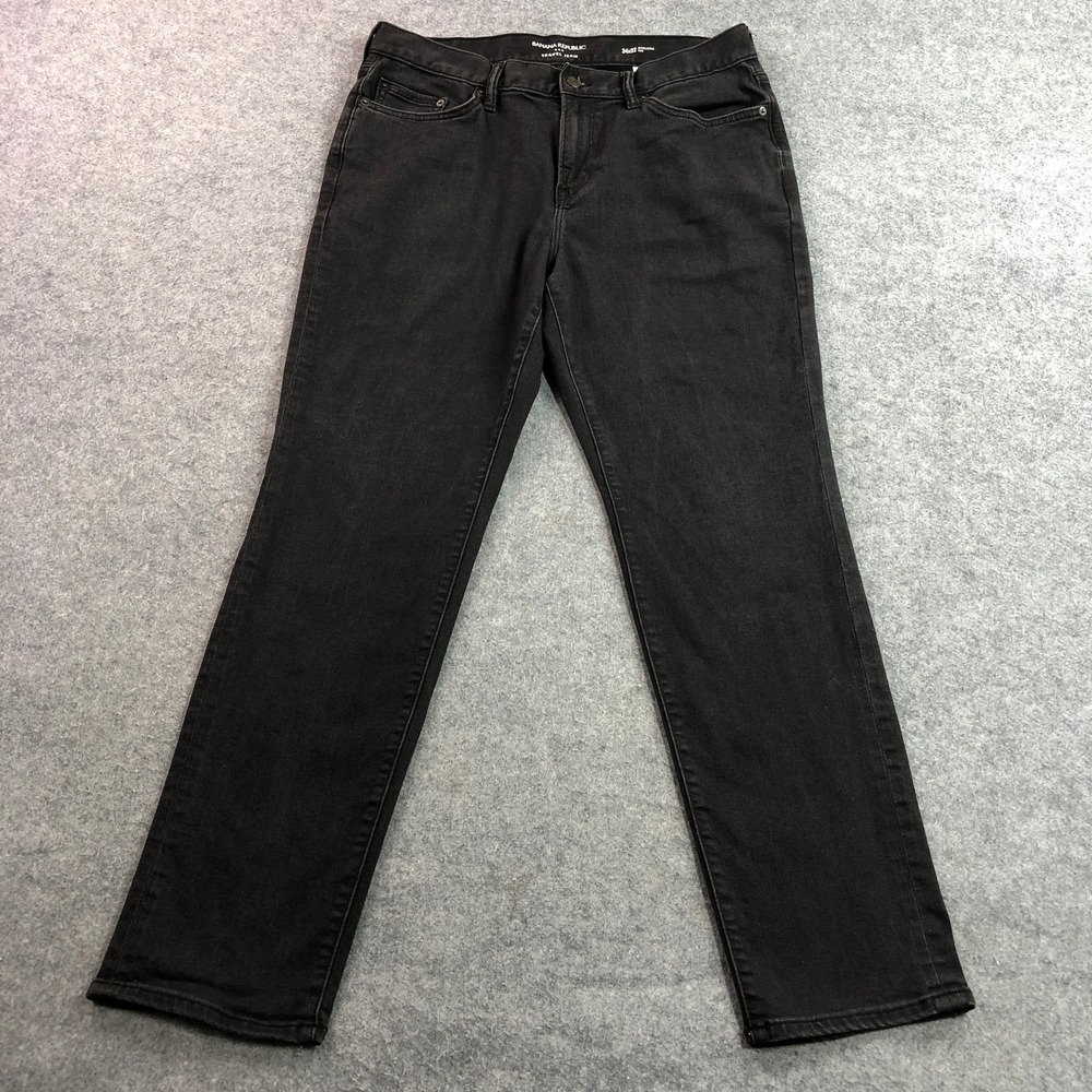 Banana Republic Mens Travel Jean 34x32 (Fits 34x30) Black Charcoal Athletic Fit